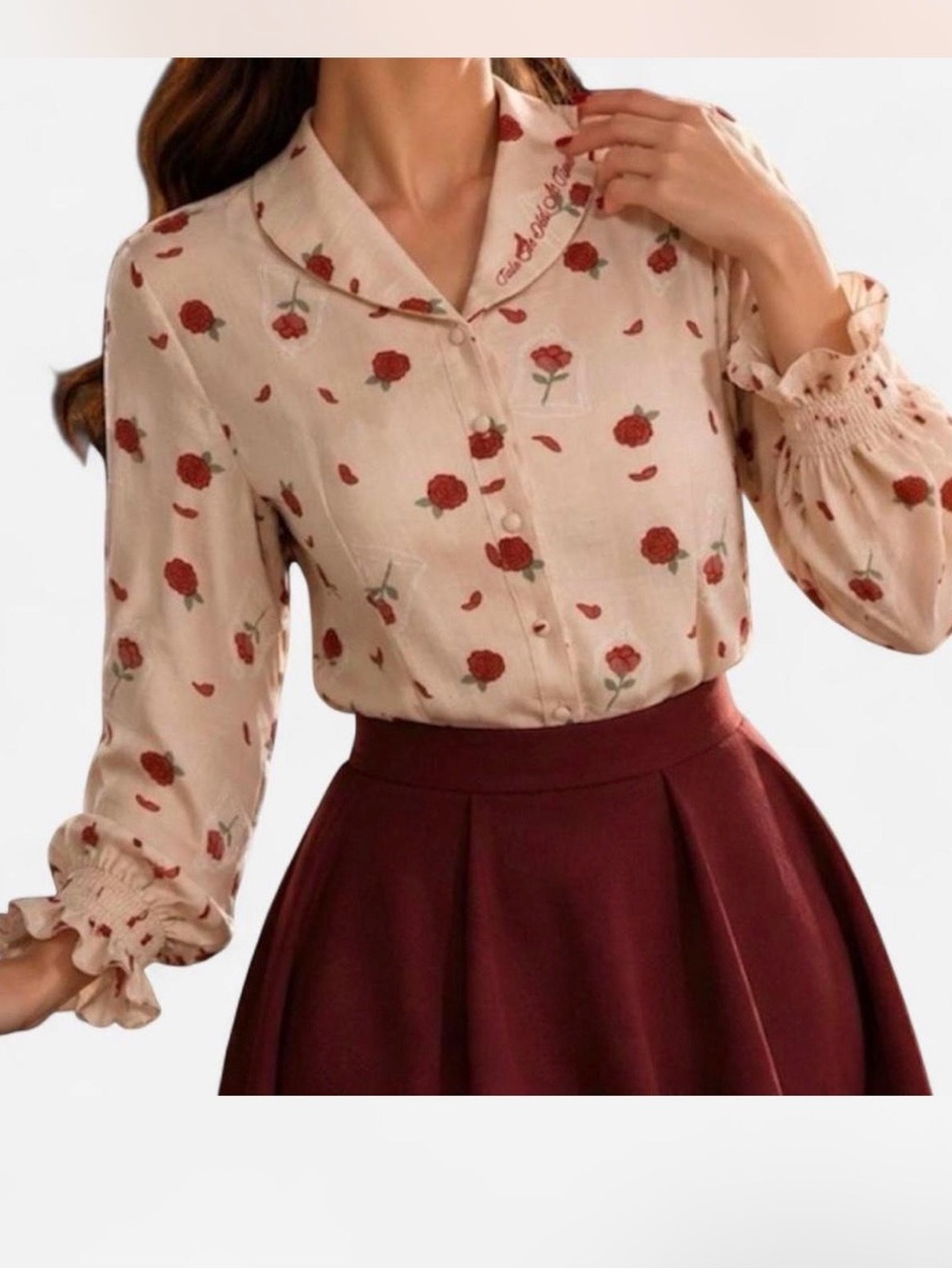 Disney Her Universe Blouse size M beauty and the beast coquette boho 100% Cotton